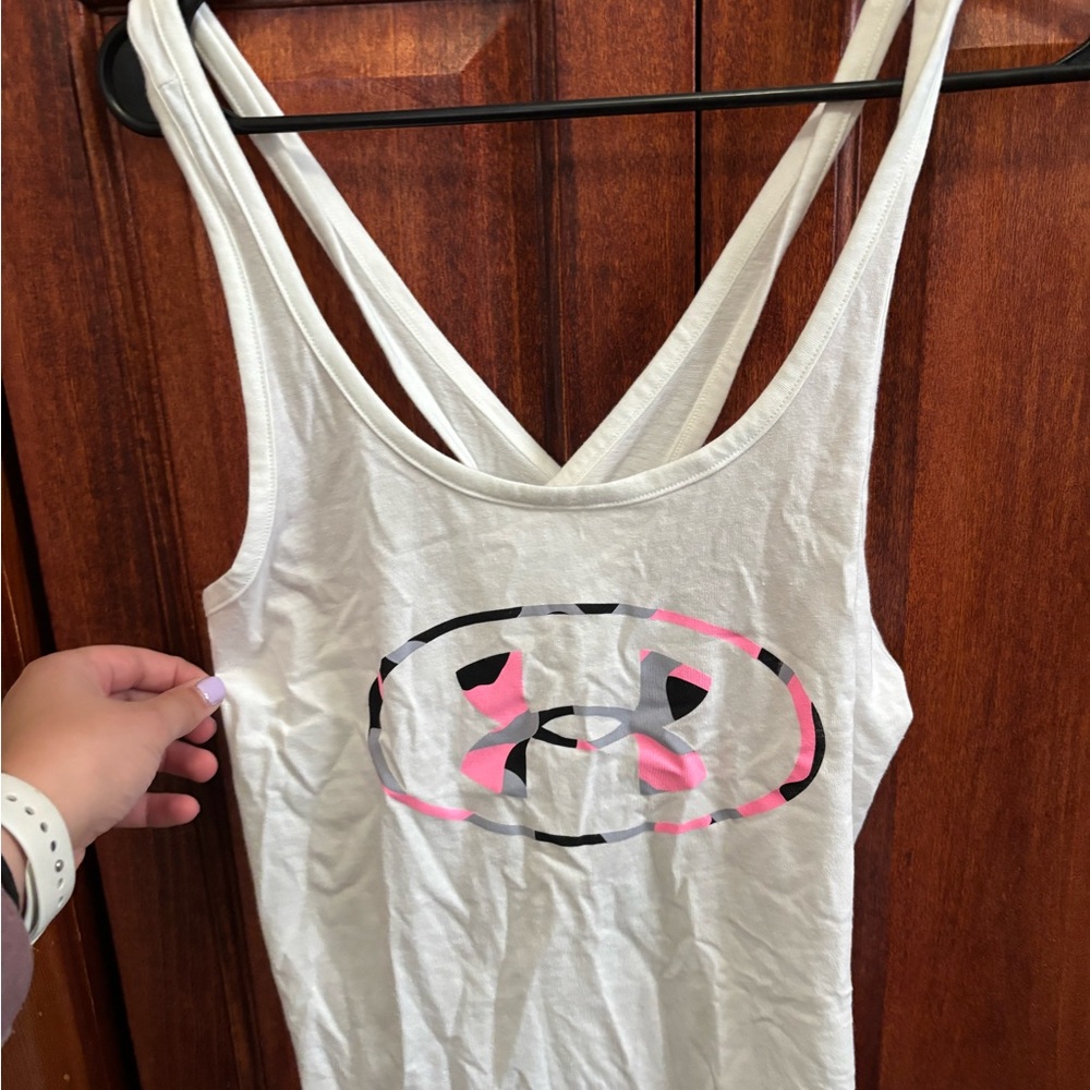 Under Armour White Tank Top with Logo